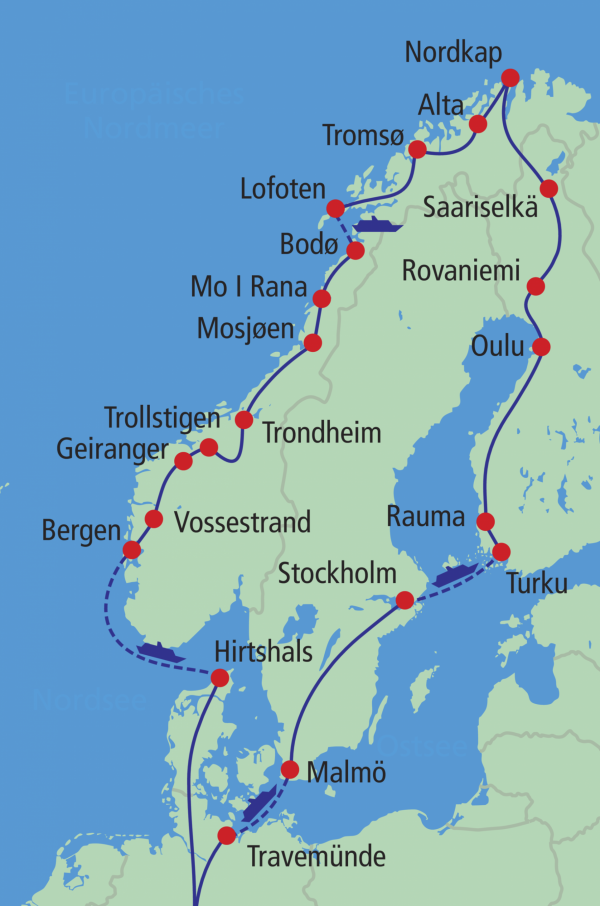 K  nigstour Nordkap Lofoten mit den sch  nsten Fjorden